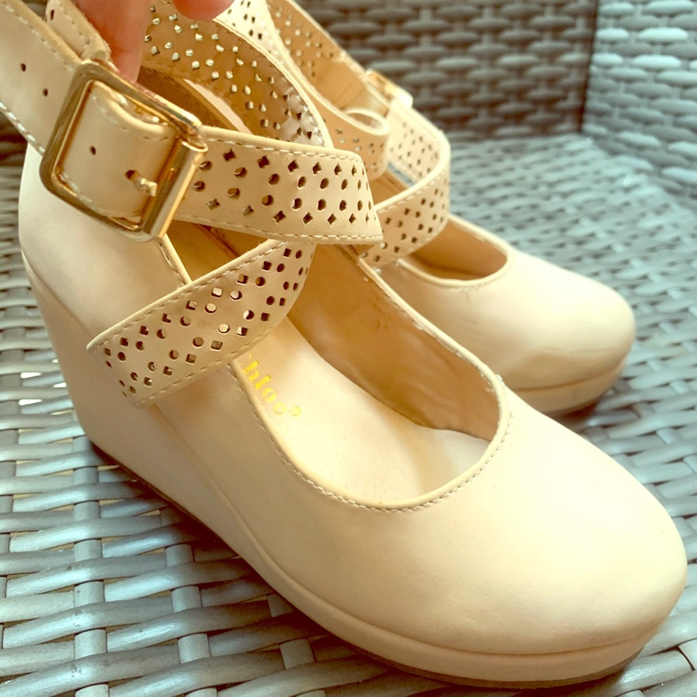 Girls heels wedge shoes size 1